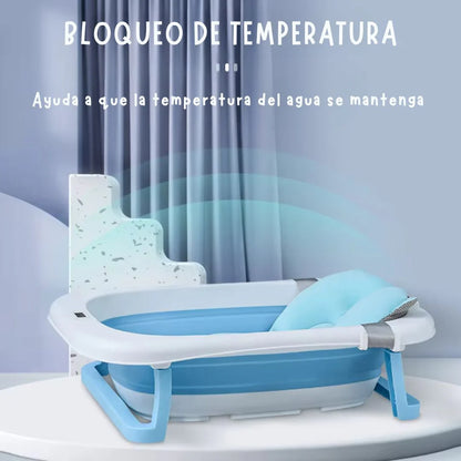 Bañera Plegable   COM Cojín Acolchado y termómetro