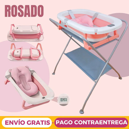 Bañera Plegable   COM Cojín Acolchado y termómetro