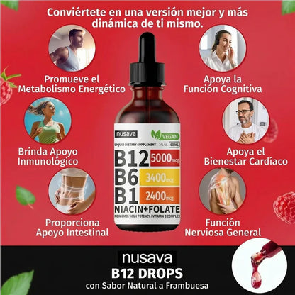 Nusava® Vitamina B Complex (B1, B6, B12, Niacina, Folato) | Frena el Dolor y la Debilidad